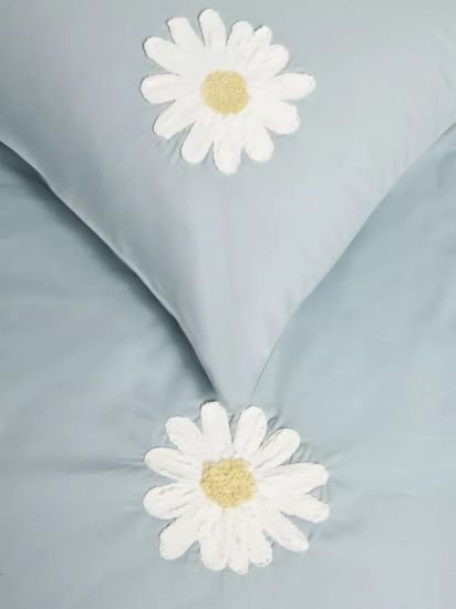 Tufted Flower Pure Cotton Duvet Cover and Pillowcase Set