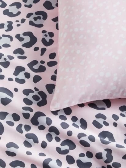 Cat Reversible Duvet Cover and Pillowcase Set, Single, Pink